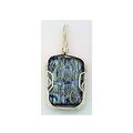 Blue Dichroic Glass Sterling Silver Wire Wrap P...