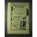 1900 Crescent Bicycles Ad - Woman Cyclist