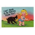 VINTAGE LINEN AMERICAN HUMOUR POSTCARD GIRL AND...