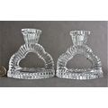 Art Deco Clear Glass Candle-Holders - Pair.