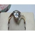 Estate 1.16ctw Natural Pear cut Aquamarine & Di...