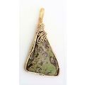African Bloodstone Bronze Wire Wrap Gemstone Pe...