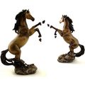 Wild Stallion Brown Horse Raring Back Figurine