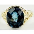 London Blue Topaz, 10KY Gold Ring, R057