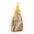 Crazy Lace Agate Brass Wire Wrap Gemstone Penda...
