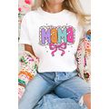 White Cute MaMa Bow Graphic Crewneck T Shirt