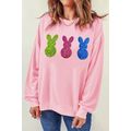 Pink Easter Bunny Patched Drop Shoulder Sweatshirt