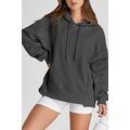 Gray Cable Textured Baggy Solid Hoodie
