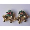 Bell Earrings Gold Holiday Bell Moves Enamel Ho...