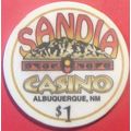Sandia. $1 Casino Chip. Albuquerque, NM. W73.