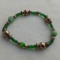 Jade Bracelet Glass Emerald Beaded Stretch Bang...