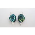 Set of two small sparkly blue green shell allig...