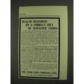 1903 The Food Cure Company Ad - Health Restored...