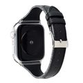 Stitching Stripes Genuine Leather Strap Watchba...