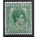 ST KITTS - NEVIS 1943 1/2d BLUE GREEN GEORGE VI...