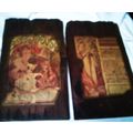Barn Wood with vintage scene decals set of 2