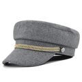 Women Faux Sailor Wool Captain Hat Flat Cap Arm...