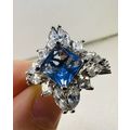 Ring Bomb Party Sz6 RBP Brilliant Blue Gem W/Rh...