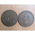 GB 1941 George VI Ship Half Penny Coin