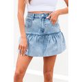 Myosotis Bubble Hem Denim Mini Skirt