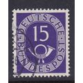 GERMANY 1951 NUMERAL & POSTHORN 15pf VALUE USED...