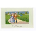 gr73 - New Year greetings - boy & girl - art - ...