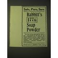 1900 Babbitt's 1776 Soap Powder Ad - Safe, Pure