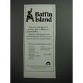 1989 Canada's Northwest Territories Ad - Baffin...