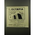 1954 Greek Line Cruise Ad - The T.S.S. Olympia Proud new flagship