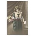 gla0050 - Young Lady in Green & Pink Dress, hol...