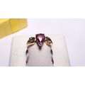 Estate 1.00ct Natural Pear Rhodolite Garnet Fan...