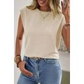 Beige Solid Textured Batwing Sleeve Crew Neck T...