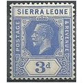 Sierra Leone 1922 SG136 3d Bright Blue Mounted....