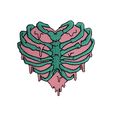 Rib Cage Heart Iron On Patch Horror Sew 7.3 x 7...
