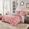 Twin/Twin XL Pink Blue Reversible Floral Llama ...