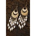 White Boho Beaded Tassel Alloy Charm Earrings