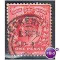GB stamps 1902-10 KEV11 - 1d SG219 Beckenham 37