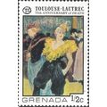 GRENADA, FINE ART, Clown Moulin Rouge, Toulouse-Lautrec, yellow 1976, 2c