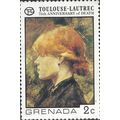 GRENADA, FINE ART, Woman with red hair, Toulouse-Lautrec, brown 1976, 2c