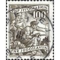 YUGOSLAVIA, Steel worker, dark sepia 1952, 100din