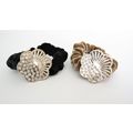 Flower shaped tan or black hair tie pony tail h...