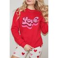Red Love Printed Crewneck Valentines Pullover S...