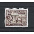 Turks&Caicos.SG196 1d Raking Salt (Red-Brown).M...