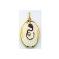 Iron Oxide Porcelain Brass Wire Wrap Pendant 3