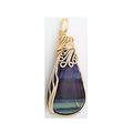 Rainbow fluorite Gold Wire Wrap Gemstone Pendant 3