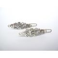 2 extra tiny small silver metal filigree barret...