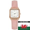 Ladies Small 2.3 cm White Square Face Steel Bac...