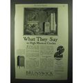 1921 Brunswick Phonograph Ad - What They Say
