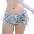 Women Micro Low Denim Shorts Waist Hot Pants La...