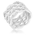 Contemporary 0.88ct CZ Rhodium Twist Wide Cockt...